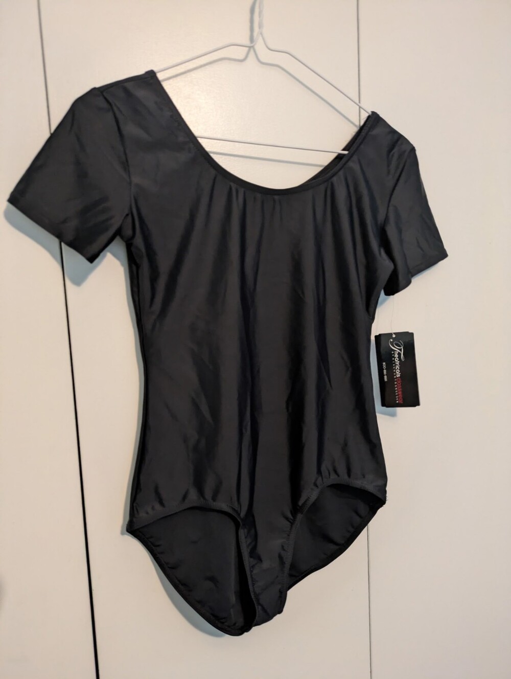 Theatricals Classwear Black Short Sleeve Leotard Dance Theater Scoop Neck